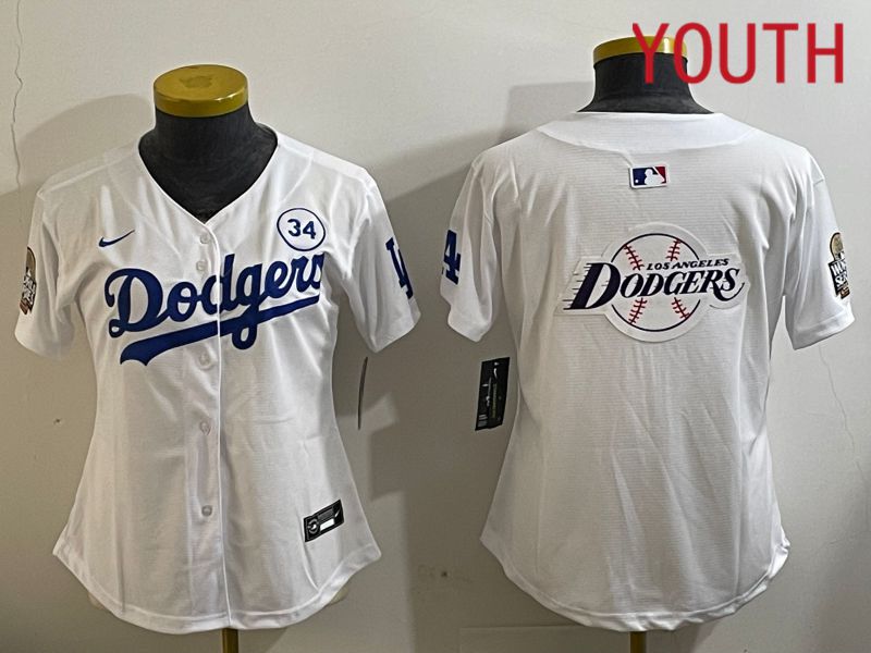 Youth Los Angeles Dodgers Blank White Game 2024 Nike MLB Jersey style 11218->youth mlb jersey->Youth Jersey